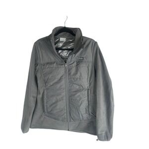Columbia Jacket Women L Gray Fleece Full Zip Sweater Outdoor Fishing Hiking Camp